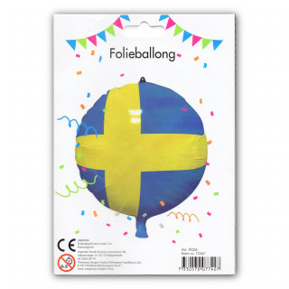 Folieballong Sverige 30cm (inkl blåsrör)