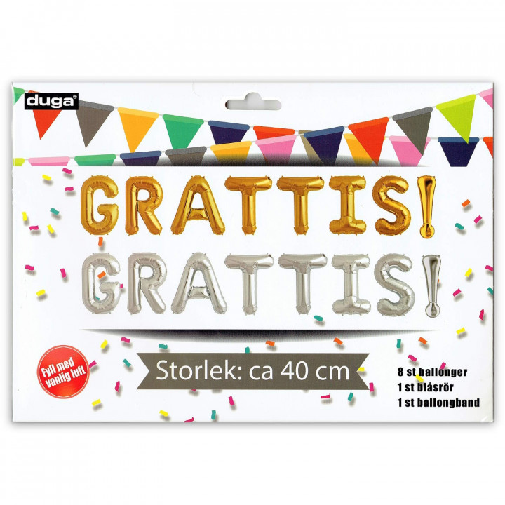 Folieballong GRATTIS! - Silver Metallic - 40cm hög